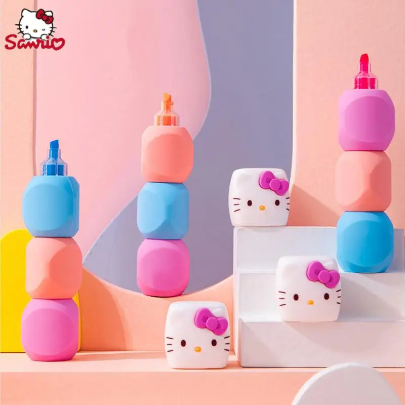 Новый Мультфильм Sanrios Канцелярские Принадлежности Hello Kittys Cinnamoroll My Melody Kawaii Милый Студенческий Хайлайтер Цветные Маркеры Детские Подарки