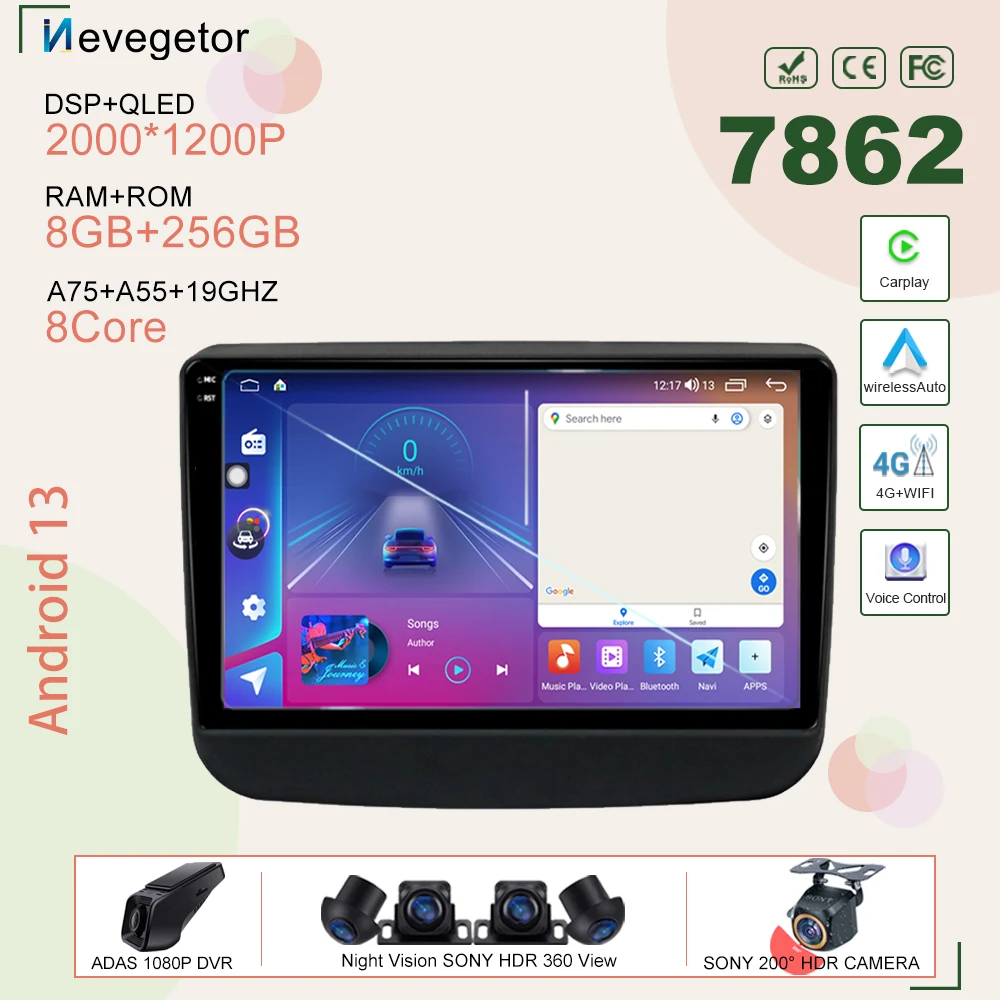 Автомобильный Android 13 Для Changan CS55 2018-2020 2 DIN 10-ДЮЙМОВЫЙ Автоматический Мультимедийный плеер GPS Навигация Без 2din DVD HDR Экран 5G Wifi BT