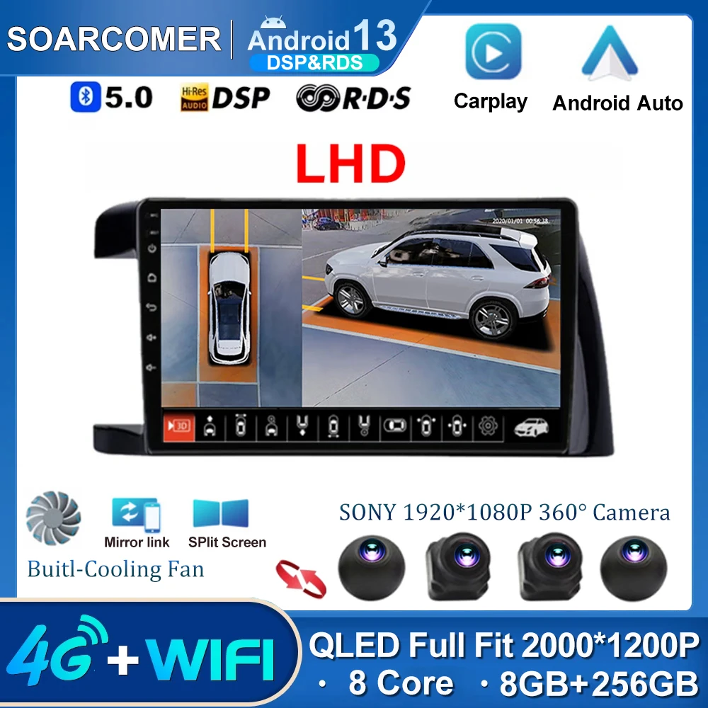 Android 13 Для Toyota Wish XE10 2003-2009 LHD Carplay Автомобильный Радио Мультимедийный плеер GPS DVD Головное устройство 4G WIFI Авторадио SWC BT