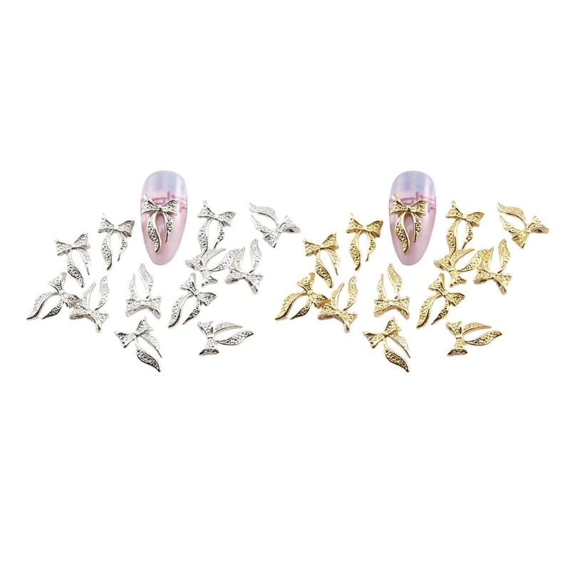 20шт 3D галстук бабочка Дизайн Арт Кусочки сплава Бант Наклейки для ногтей Украшения для женщин Девочек DIY Инструмент E1YF