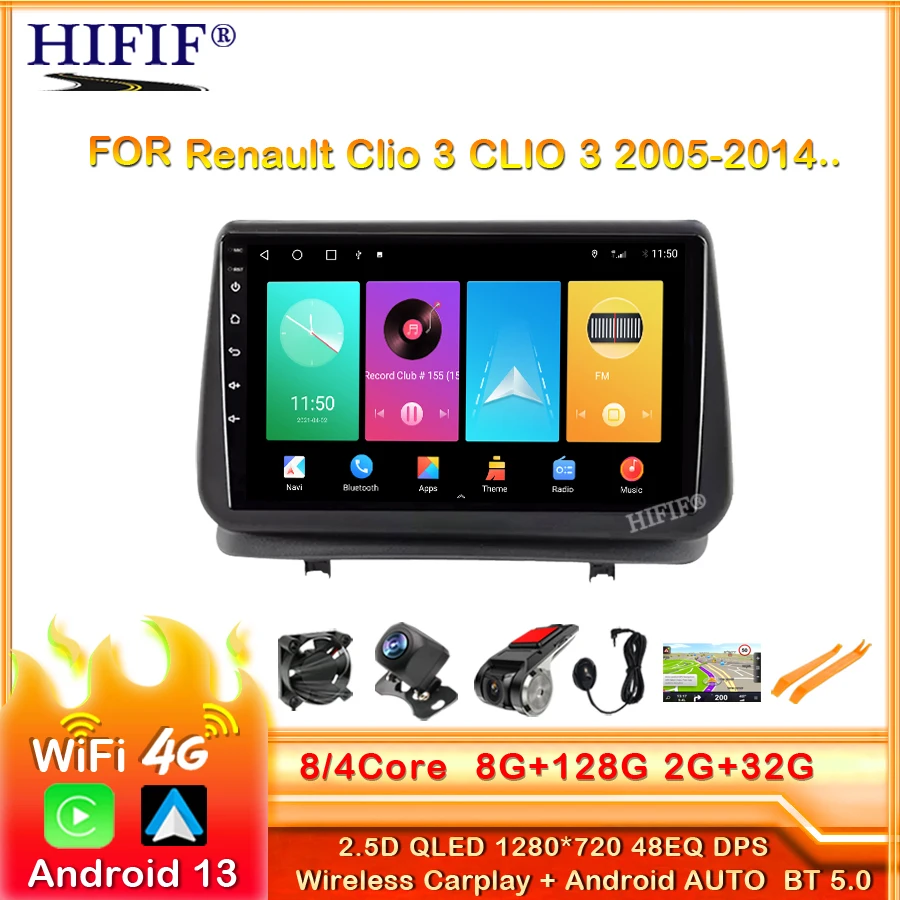 Автомагнитола 2 din Android 13 для Renault Clio 3 CLIO 3 2005-2014 авторадио Carplay 2DIN стерео видеоплееры